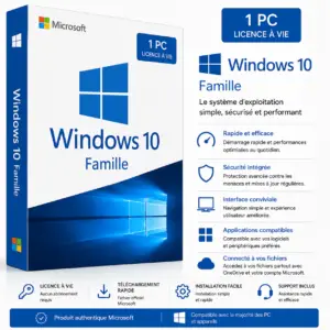 Windows 10 Famille (Home) – Licence Officielle Microsoft à vie